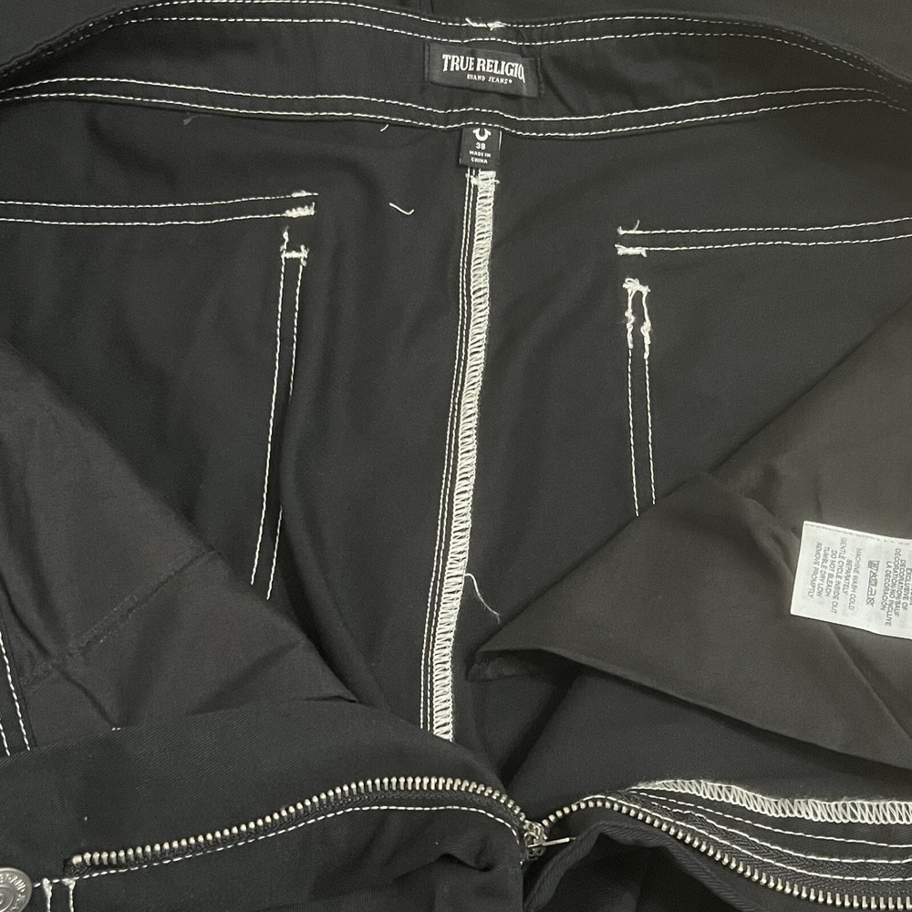 True Religion Brand Jeans Cargo Pants‎ Jet Black Men Size 34X32 New - Picture 13 of 16